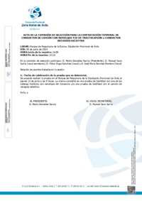 Acta de la Comisión de Selección para la contratación temporal