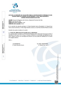 Acta de la Comisi&oacute;n de Selecci&oacute;n para la designaci&oacute;n de la prueba